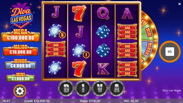 Diva Las Vegas - 4x4 रीलों वाला मुख्य स्क्रीन